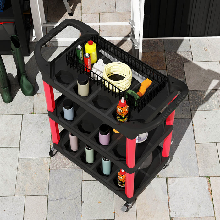 Homcom Chariot A Outils Roulant A 3 Niveaux, Chariot Utilitaire, Noir