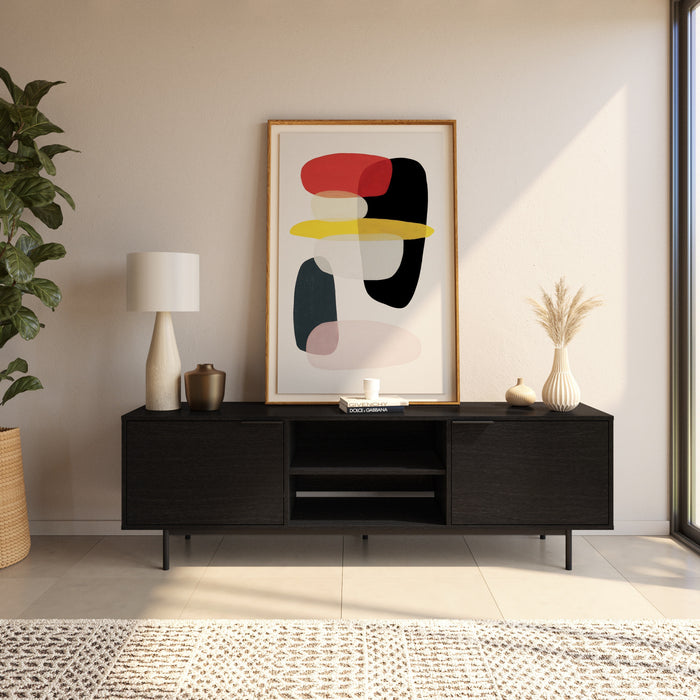 Meuble pour téléviseur Hamilton de Nordika de 70 po avec 2 armoires de rangement - noir