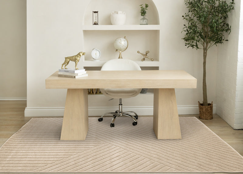 Tapis design a rayures angulaires beige Oslo, 7'10\" x 10'6\"
