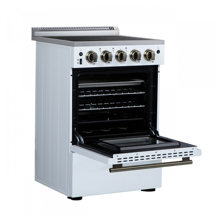 Cuisiniere electrique Loiano de 24 po en blanc, 2,3 pi³ avec tiroir de rangement - FFSEL6099-24WHT