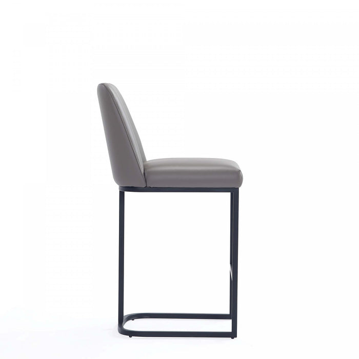 Tabouret de comptoir moderne en metal et tissu Serena, taupe - Lot de 2
