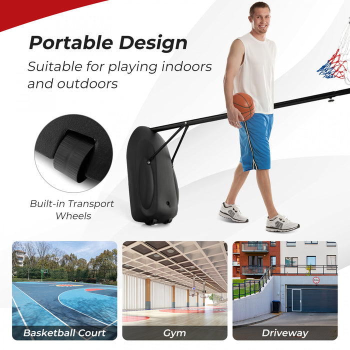 Systeme De But De Basket-ball Portable Reglable De 5,5 A 7,5 Pieds Avec Panneau Arriere De Basket-ball Incassable