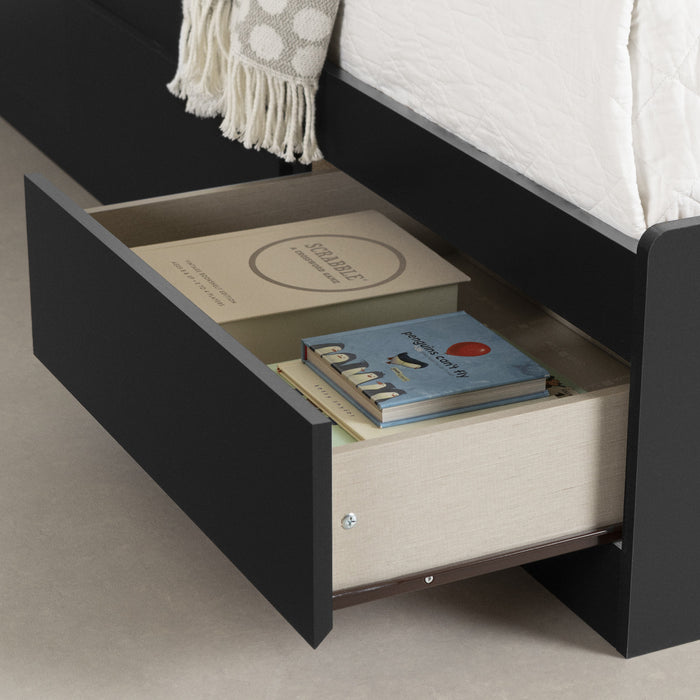 Vito Ensemble Lit Matelot Avec Tete De Lit Bibliotheque Noir Solide, De Meubles South Shore