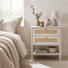 HOMCOM Rattan Nightstands Set of 2 Bedside Tables with 2 Drawers White Oak