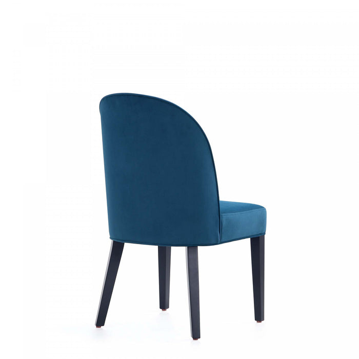 Chaise de salle a manger moderne en bois Hillman avec revetement bleu - Lot de 4