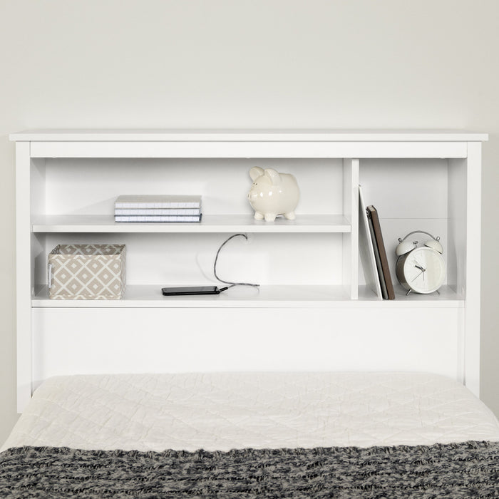 Vito Ensemble Lit Matelot Avec Tete De Lit Bibliotheque - Blanc Solide
