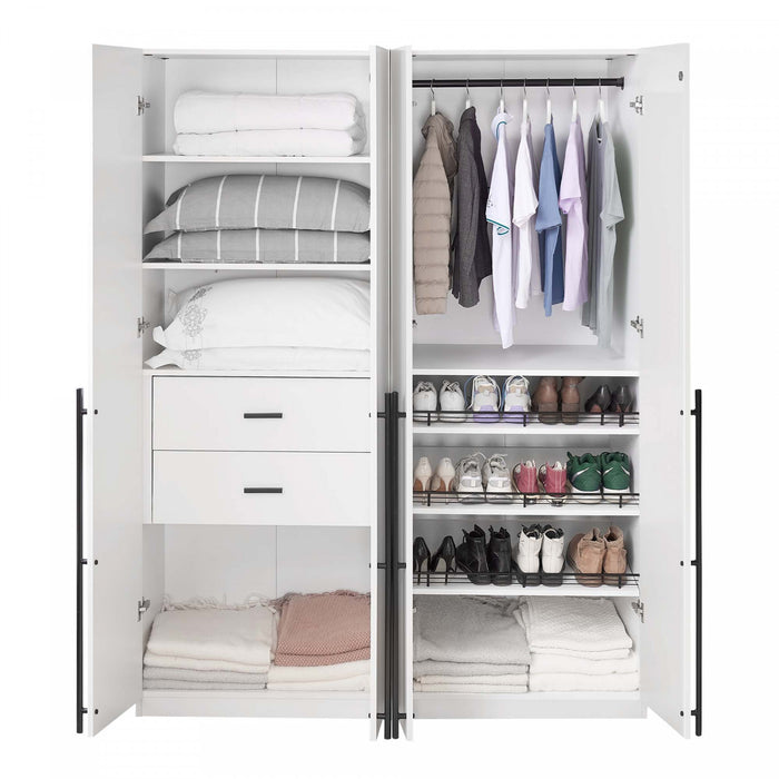 Armoire-penderie moderne Lee 2 pieces en blanc