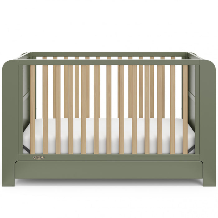 Graco Read with Me Convertible Lit de bebe avec tiroir - Olive avec bois clair