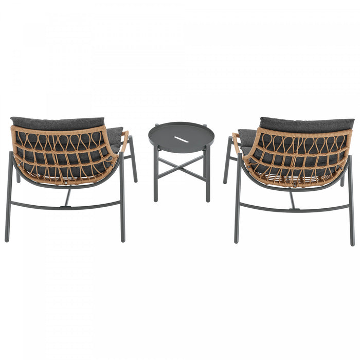 Ensemble de conversation moderne Sunset 3 pieces en gris