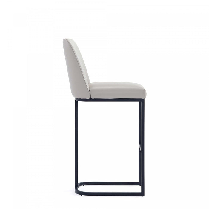 Tabouret de bar moderne en metal et tissu Serena, gris clair