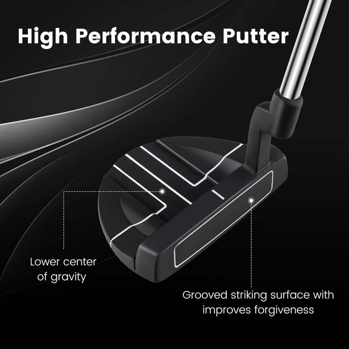 Ultimate 35\" Golf Putter Mallet Style Putter Avec Poignee En Caoutchouc D'aide A L'alignement Et Couvercle De Tete