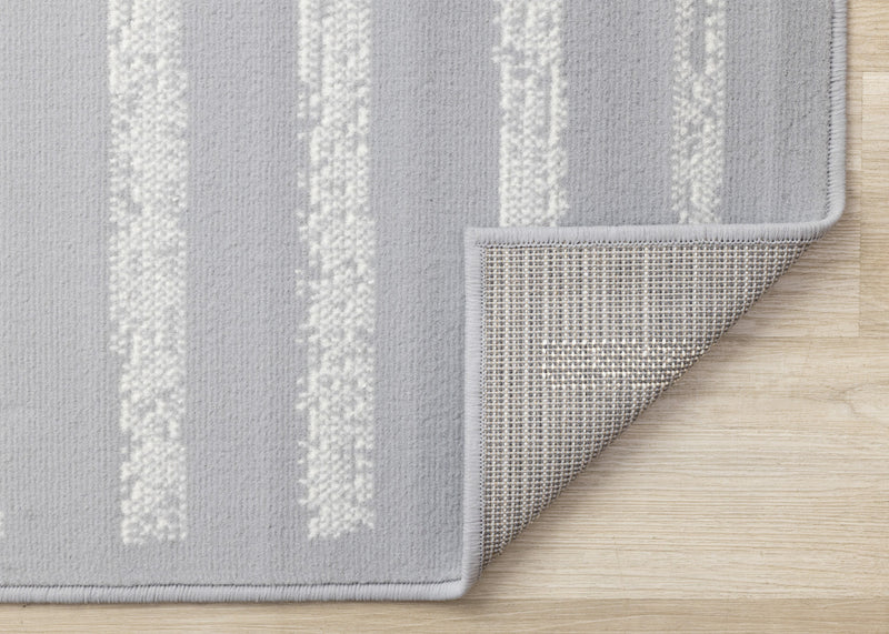 Carpette Forte grise et blanche à motif de rayures modernes - 5 pi 3 po x 7 pi 5 po