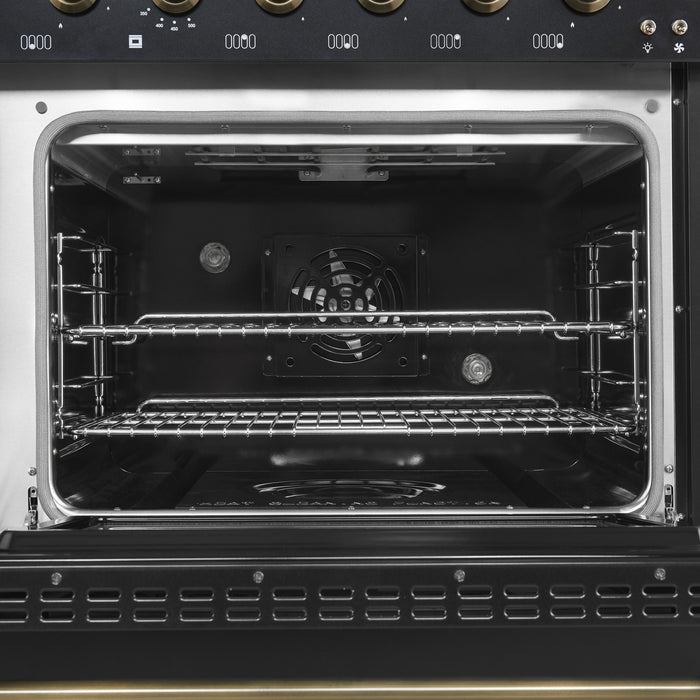 Cuisiniere a double combustible Antico de 48 pouces , noire, 5,5 pi³ four double - FFSGS6113-48BLK