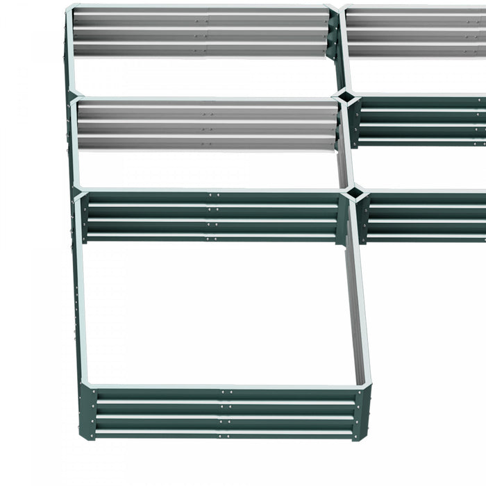 Outsunny 2,4 X 2,4 M Diy Lit De Jardin Sureleve, Lot De 5 Grandes Jardinieres En Acier Pour Plantes D'exterieur, Legumes, Fleurs, Herbes, Assemblage Facile, Vert