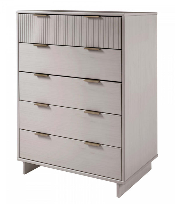 Commode Granville Moderne 38\" en gris clair (5 tiroirs)