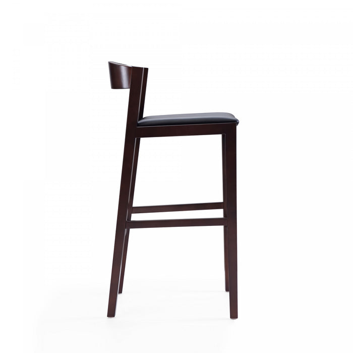 Tabouret de bar en bois rembourre style Klismos mi-siecle moderne noir - Lot de 2