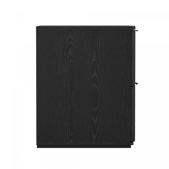 Table de nuit Clive style milieu du siecle 56 cm en noir (2 tiroirs)