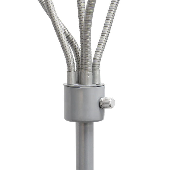 Skye Lampadaire a 5 lumieres avec cols de cygne reglables, Bleu multicolore, Blanc et Argent, 67 po H
