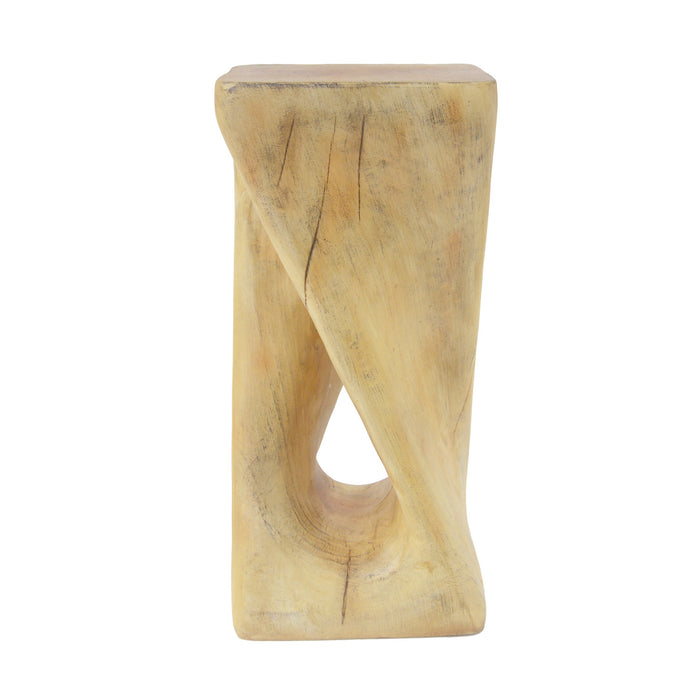 Table d'appoint carree torsadee Cade 26,80 pouces MGO, table laterale interieure a grain de bois naturel unique, naturel