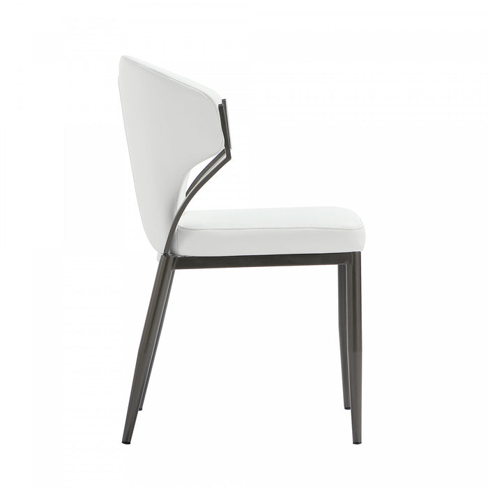 Chaise de salle a manger moderne en metal et cuir vegetalien Kirsten, blanc - Lot de 2