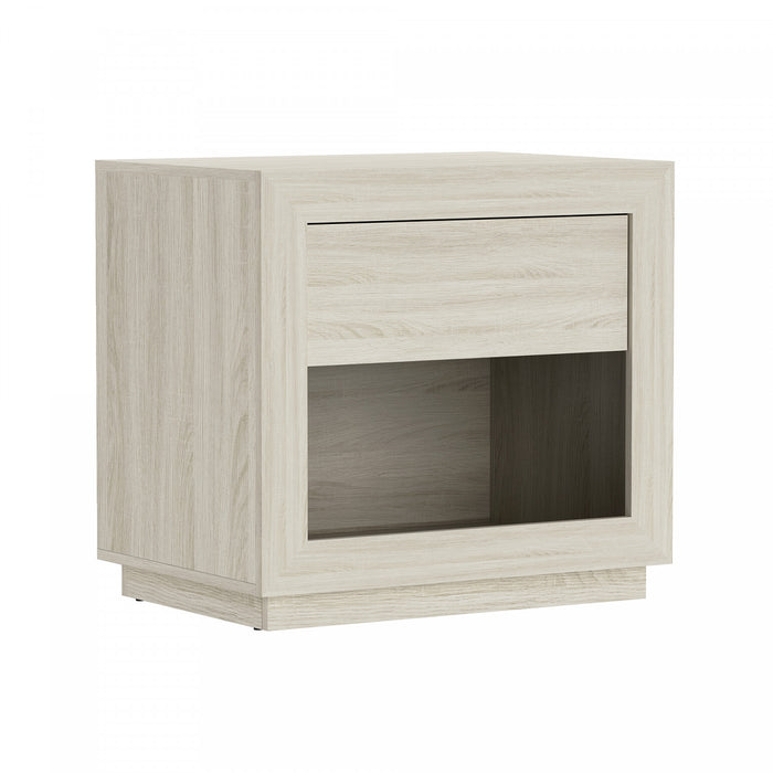 Table de nuit contemporaine Soren 26\" en chene blanchi (1 tiroir)
