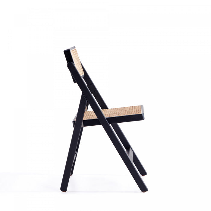 Chaise pliante en bois style industriel Pullman, noir et naturel - Lot de 4
