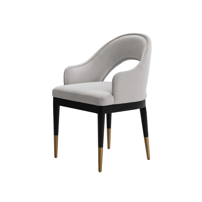Fauteuil Carrington Moderne Glam en Velours Rembourre Gris Clair - Lot de 2