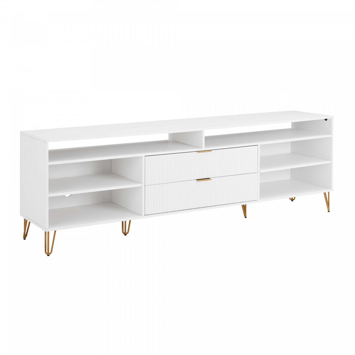 Meuble TV moderne Dumbo 85\" a cannelures, blanc