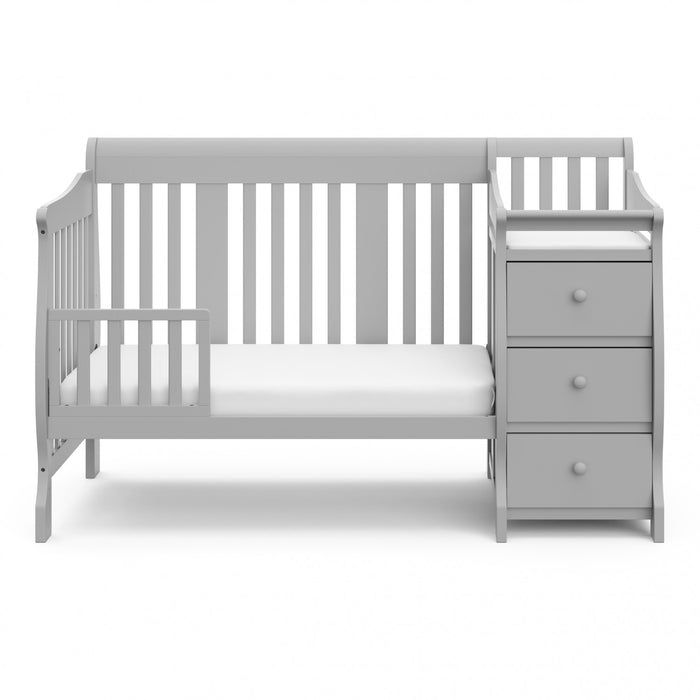 Storkcraft Portofino Lit de bebe convertible 4-en-1 avec table a langer - Gris galet