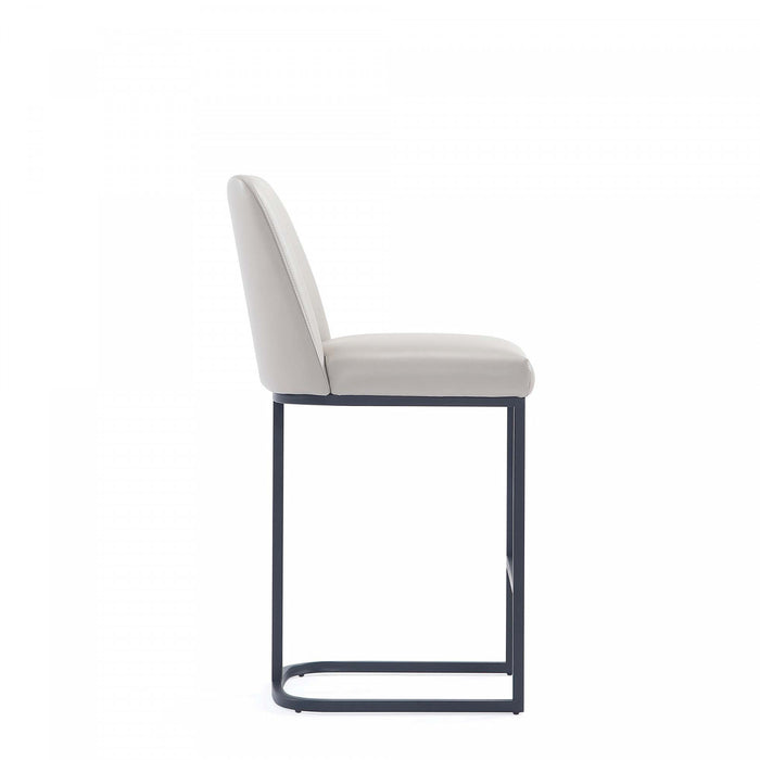 Tabouret de comptoir moderne en metal et tissu Serena, gris clair