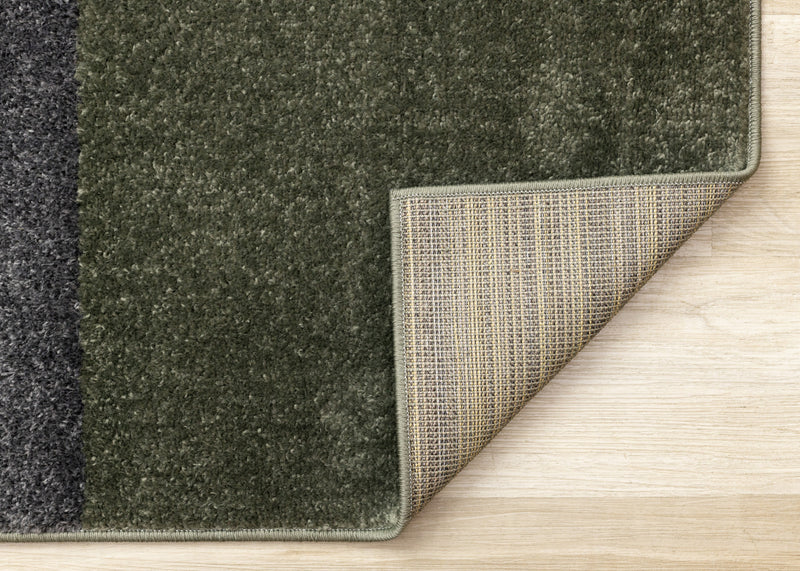 Carpette moderne Marley verte, grise et blanche à motif géométrique - 5 pi 3 po x 7 pi 7 po