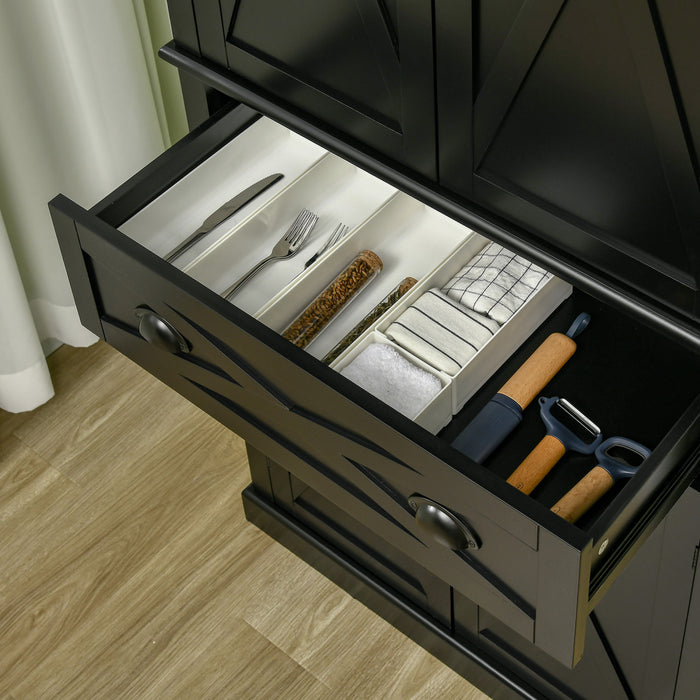 HOMCOM Garde-Manger Buffet Autoportant 4 Portes Noir
