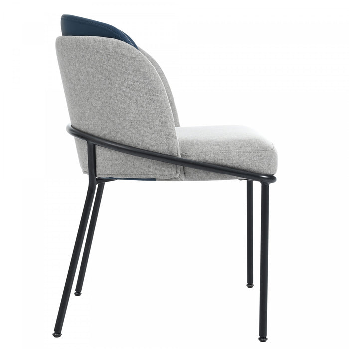 Olivia Ensemble de 2 chaises de salle a manger modernes avec pieds inclines et pieds reglables, bleu et gris