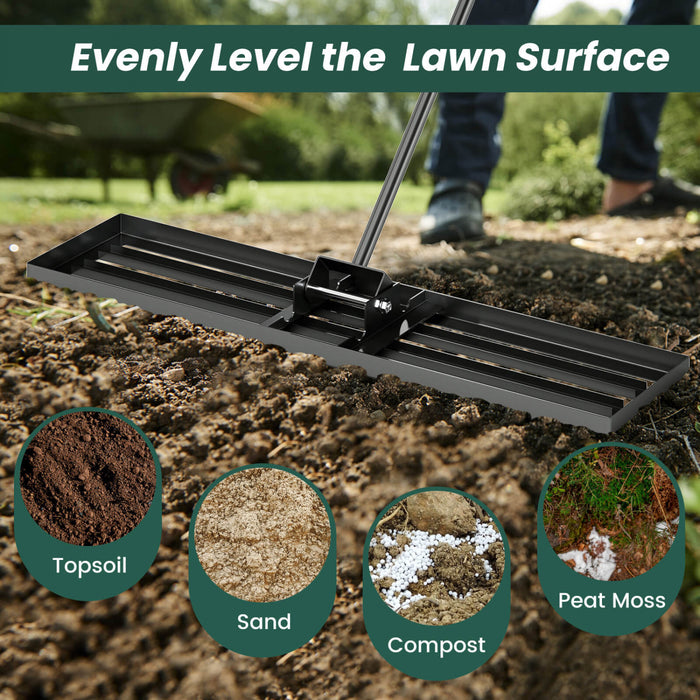 Costway Pelouse Nivelant Rake 42 \"x 10\" Outil De Pelouse De Niveau Pour Jardin Arriere-cour/pelouse Noir
