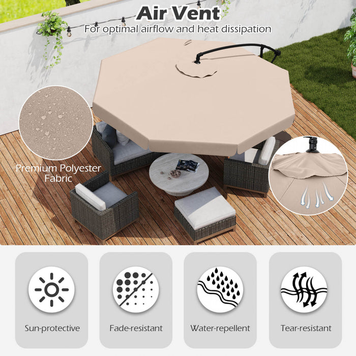 Costway Parasol suspendu deporte de 10 pieds, parasol cantilever de patio avec housse beige