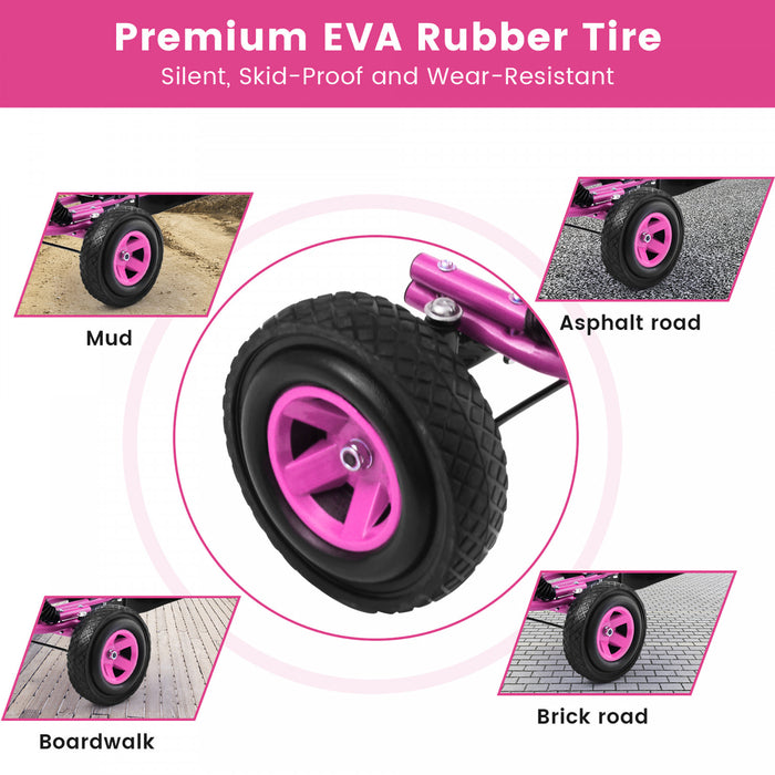 Costway Go Kart 4 Roues Pedale Alimentee Enfants Rouler Sur Jouet Avec Siege Reglable Rose