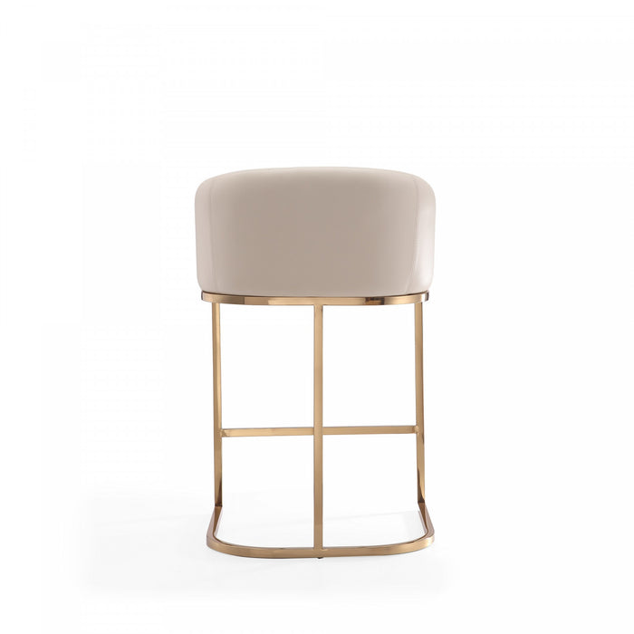 Tabouret de comptoir rembourre en metal style mid-century Louvre, creme - Lot de 3