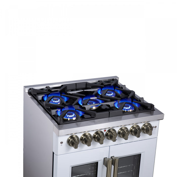 Cuisiniere a double combustible Capriasca 30 po, blanche, 4.32 pi³ – FFSGS6387-30WHT