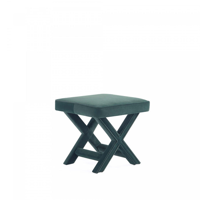 Banc d’appoint Abigail style milieu du siecle moderne en velours vert foret