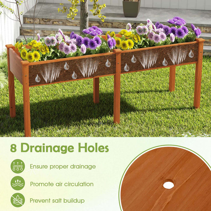 Costway Exterieur Souleve Lit De Jardin Avec Les Jambes 73x23x30in Bois Planter Boite Avec Panneau Diviseur Marron