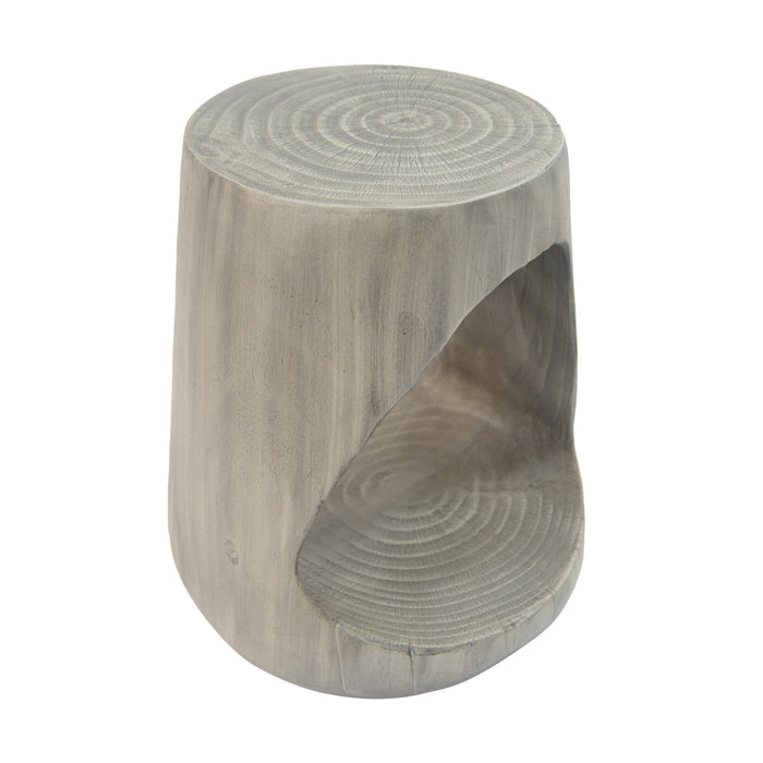 Table d'appoint rustique Elio 16,75 pouces en MGO creuse, style souche et design animalier interieur, gris
