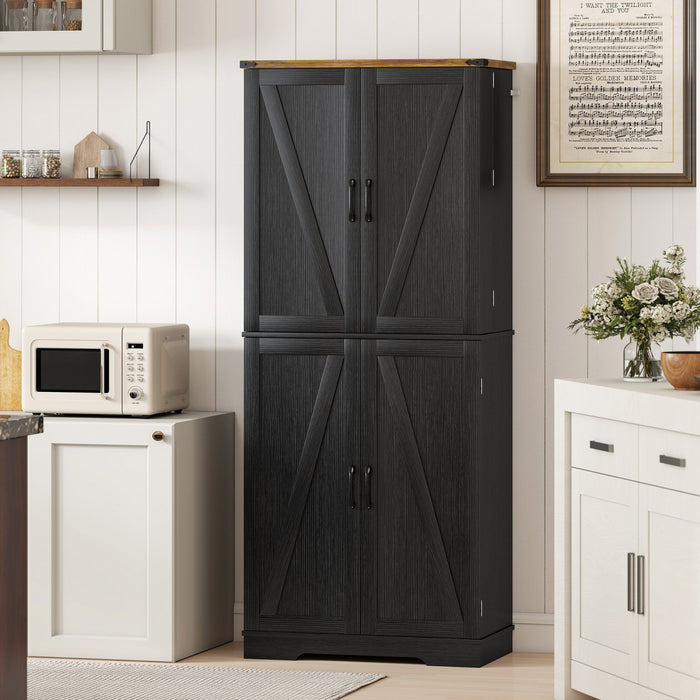 HOMCOM Meuble de rangement de cuisine 72 po, style campagnard, Noir