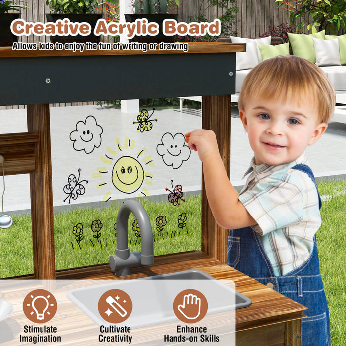 Ensemble De Cuisine De Boue Costway Pour Enfants Avec Robinet D'evier Amovible Double Poeles 4 Pots De Plantation