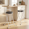 HOMCOM Folding Stools Set of 2, Foldable Bar Stools with PU Seat, Black