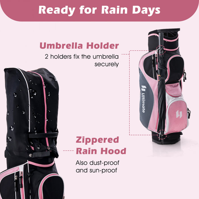 Ultimate Femmes Complete Golf Club Set Golf Club Package Set Avec Capuchon De Pluie, Main Droite Rose