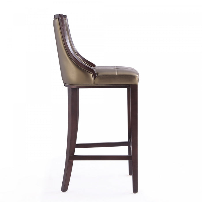 Tabouret de bar traditionnel en bois avec assise rembourree Fifth Avenue, bronze - Lot de 3