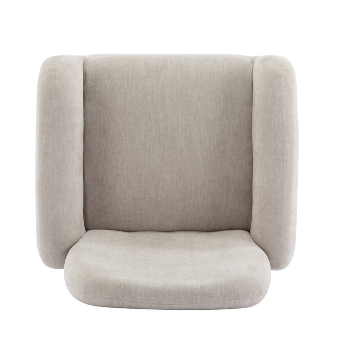Audrey Fauteuil d’appoint ergonomique en bois massif avec revetement en tissu, fauve
