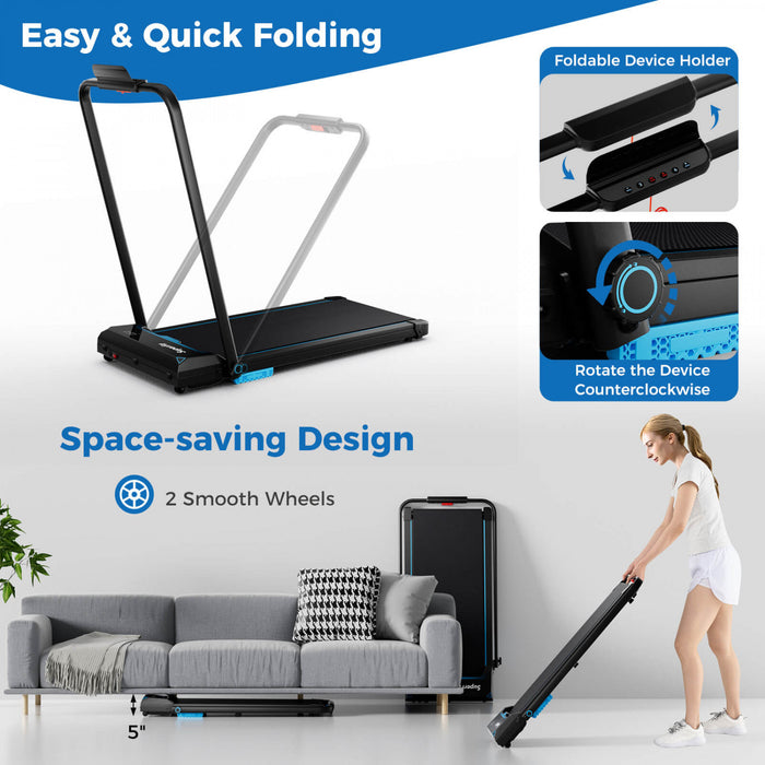 Costway 3 En 1 Tapis Roulant Pliant Avec Ecran Led A Telecommande Et App Pour Home Blue