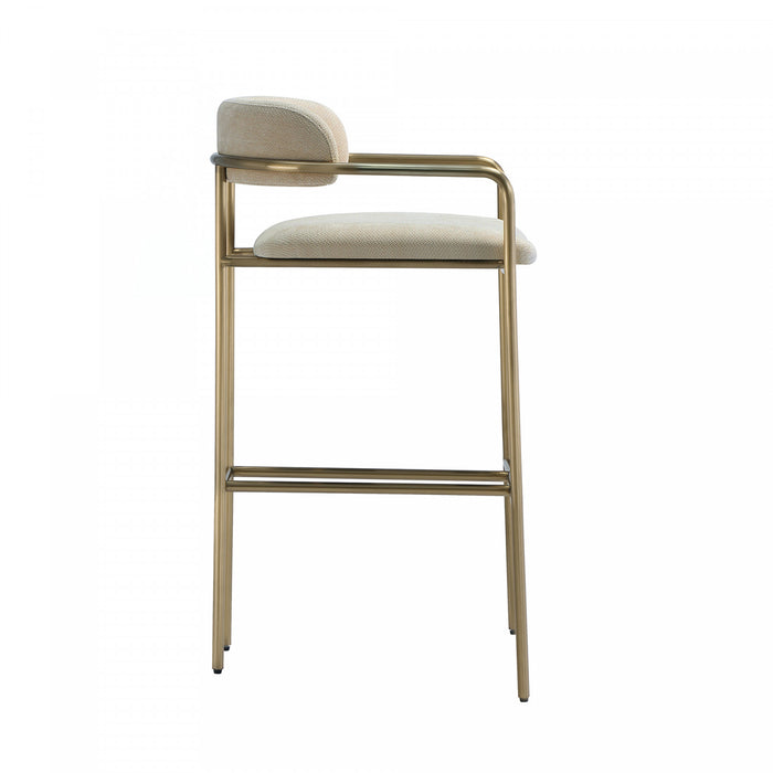 Tabouret de bar en metal rembourre style mid-century moderne Serene, coloris taupe