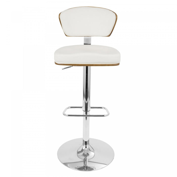 Tabouret bar pivotant réglable moderne du milieu du 20e siècle Ravinia en similicuir - noyer et blanc